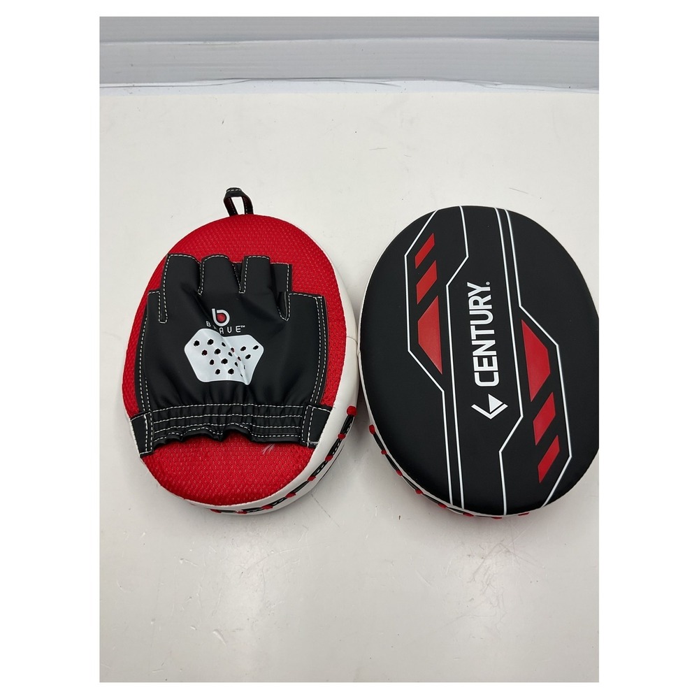 Century Brave Boxing Punching Mitts Focus Pads MMA Training Pair Red Black NEW